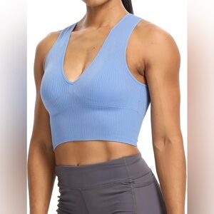 Blue Cropped Tank Top